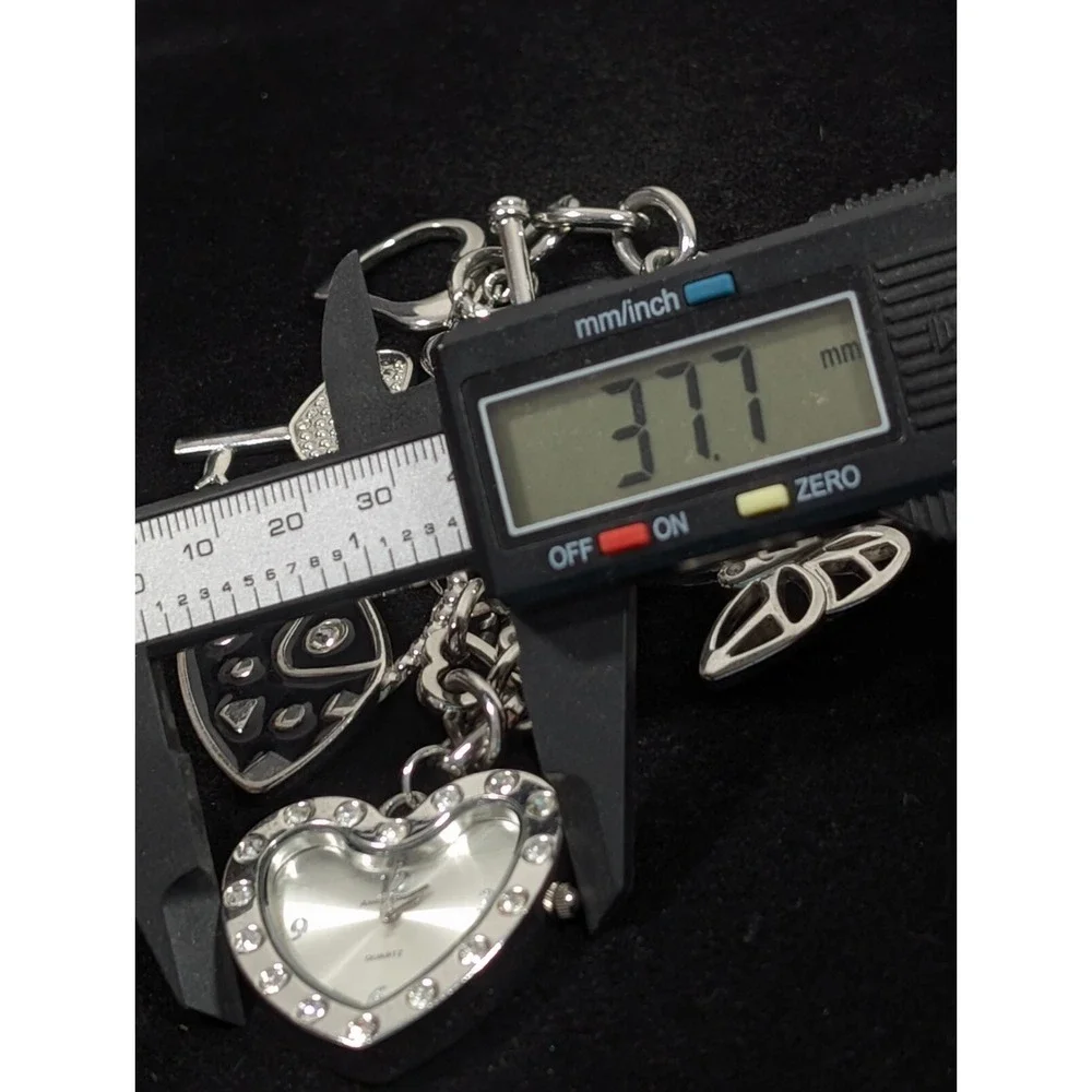 Ashley Stewart Charm Bracelet Watch Heart‎ Butterfly Shoe New Battery 9